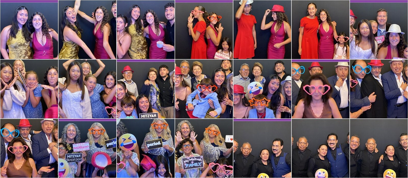 SoCalFun365 photo booth print strips from a bat mitzvah celebration in Orange County