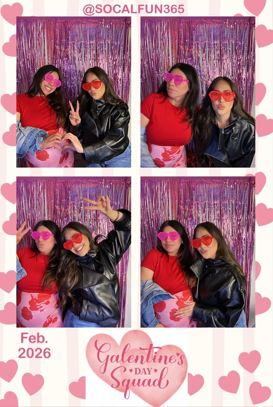 Guests with props and roses at a SoCalFun365 party photo booth in Orange County